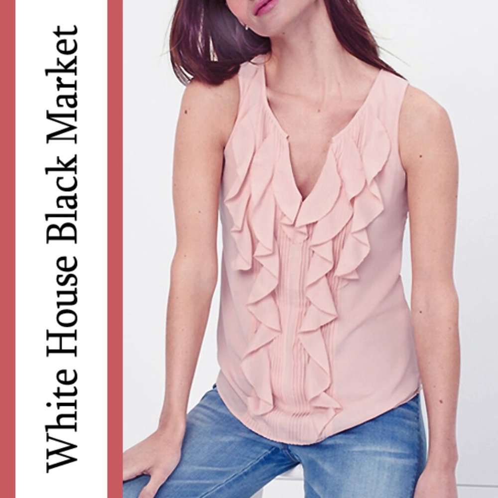 WHBM | Cascade Ruffle Front Shell Blouse Top